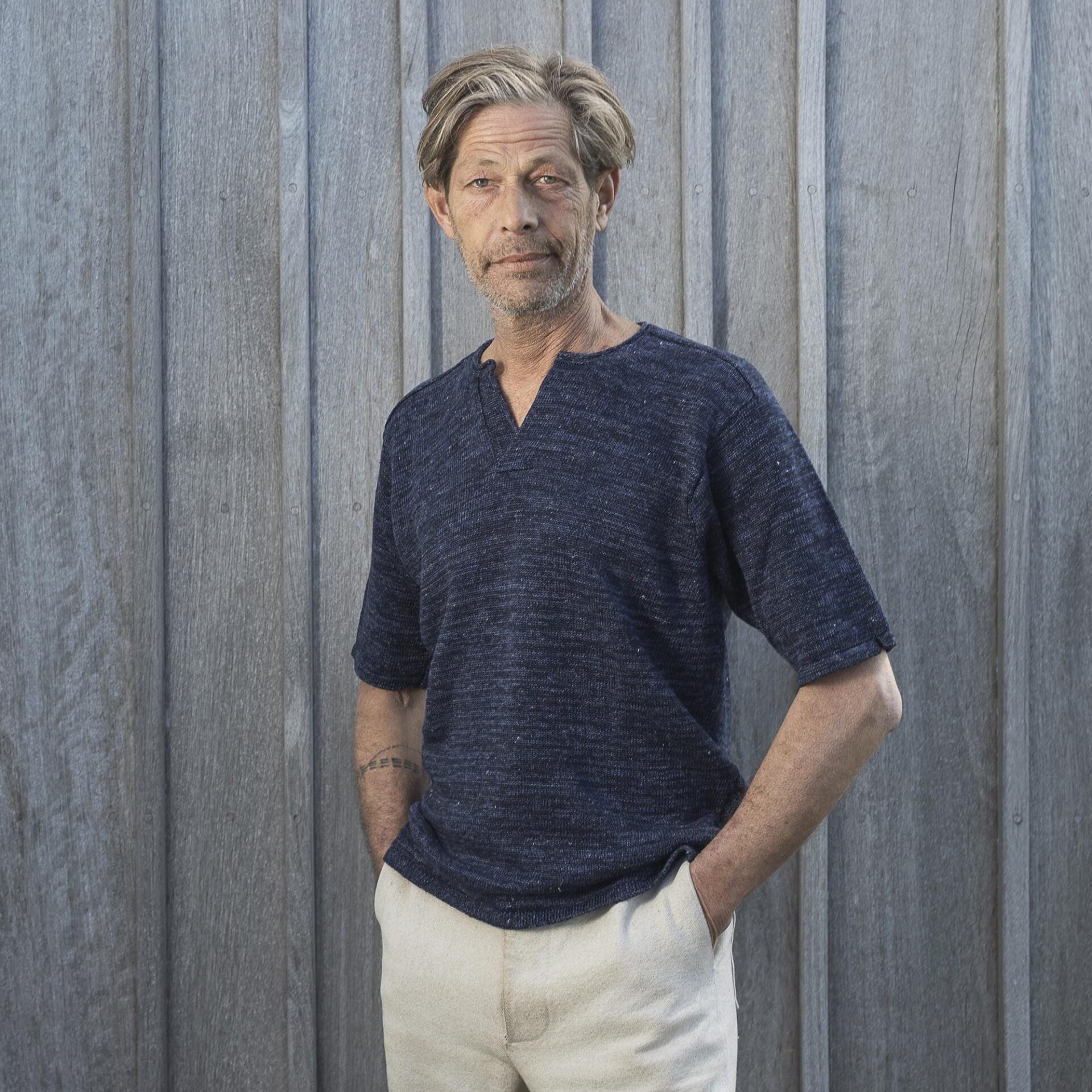 S2321 Inis Meáin Henley Polo Navy Marl